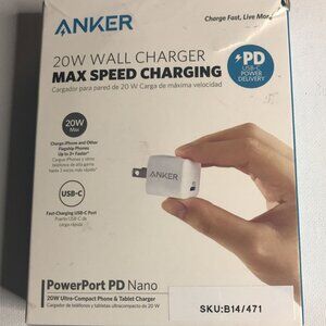 Anker PowerPort PD Nano 20W USB-C Wall Charger Max Speed Fast Charging - White